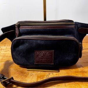 Ralph Lauren navy blue  and Brown suede cross body fanny  pack leather strap